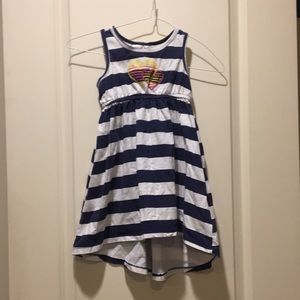 Flapdoodles girls striped sleeveless hi/lo dress rainbow heart appliqué size 5